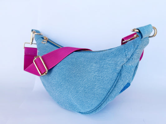 Wagna Denim Luna Bag Fuşya Askılı Çanta