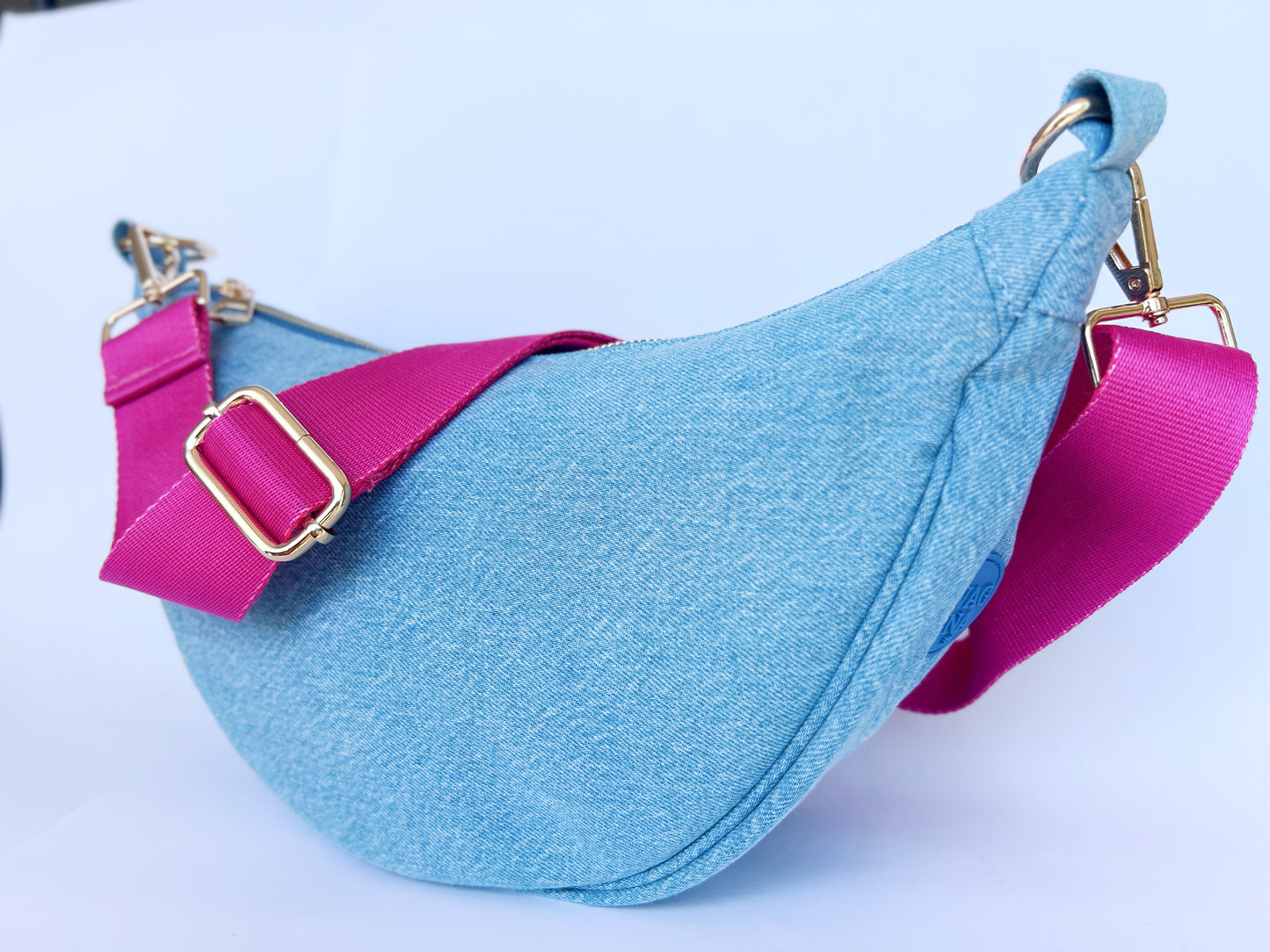 Wagna Denim Luna Bag Fuşya Askılı Çanta